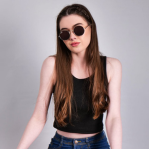 Model wearing sunglasses