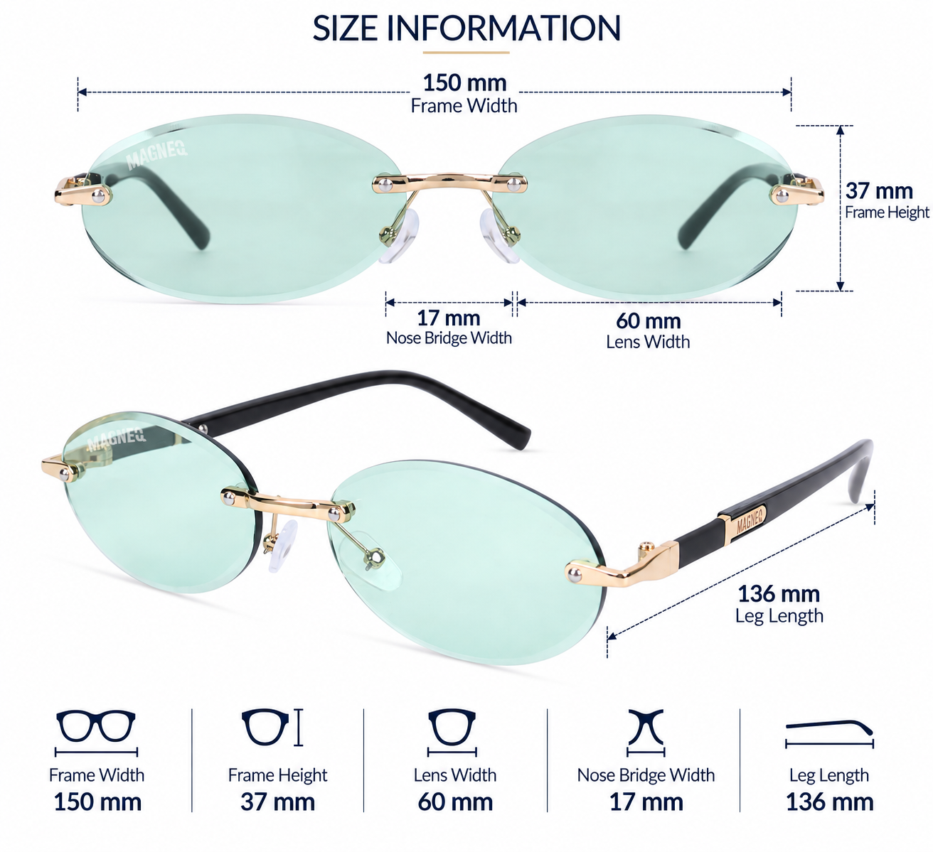 MAGNEQ MG 9184/S Rimless Oval Sunglasses for Men  Women