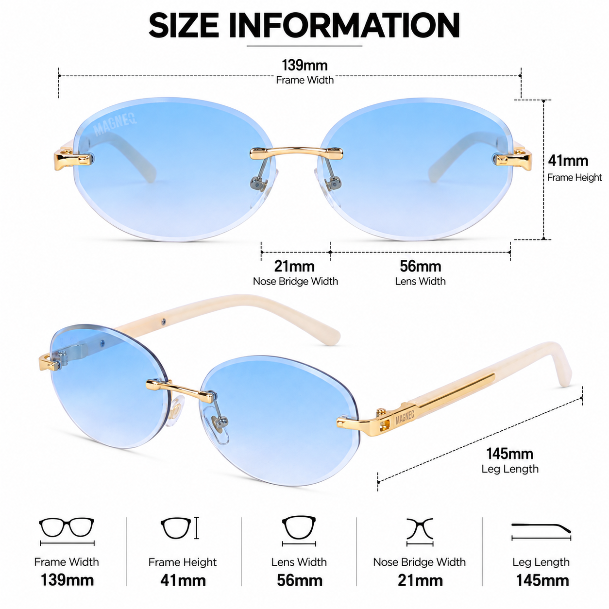 MAGNEQ MG 96088/S Rimless Oval Sunglasses for Men & Women