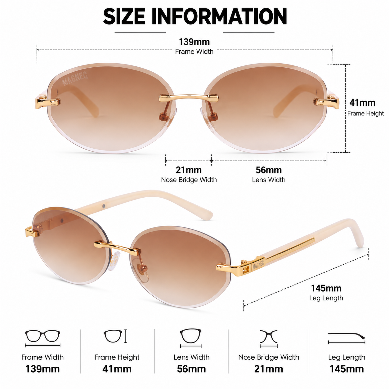 MAGNEQ MG 96088/S Rimless Oval Sunglasses for Men & Women