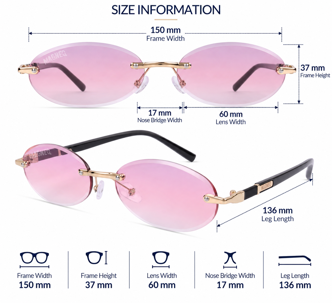 MAGNEQ MG 9184/S Rimless Oval Sunglasses for Men  Women