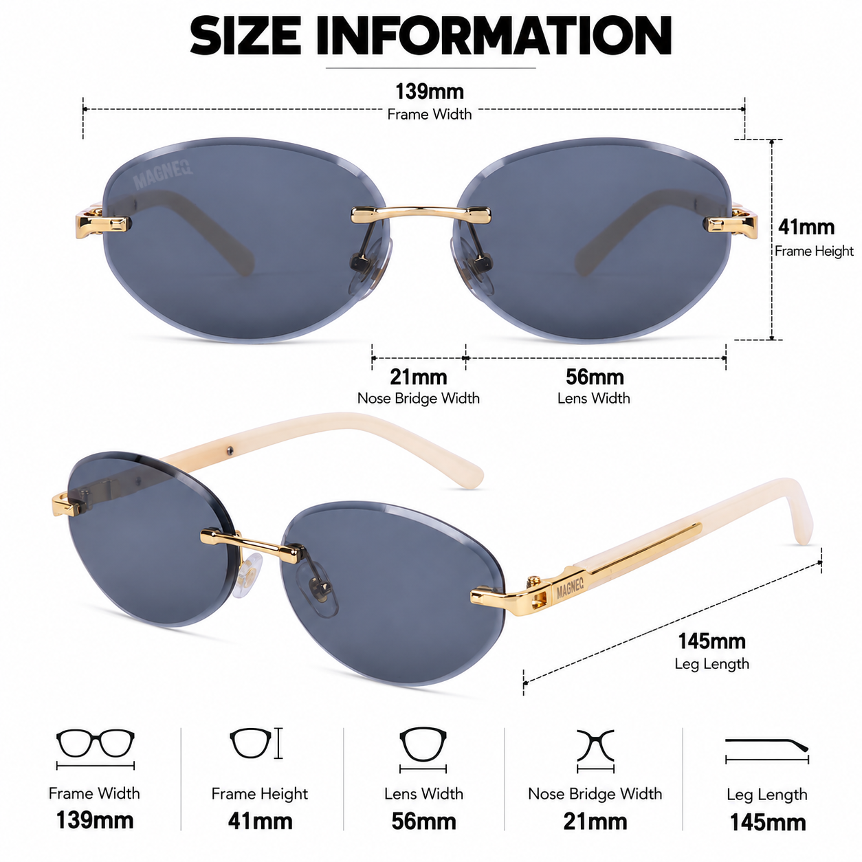 MAGNEQ MG 96088/S Rimless Oval Sunglasses for Men & Women