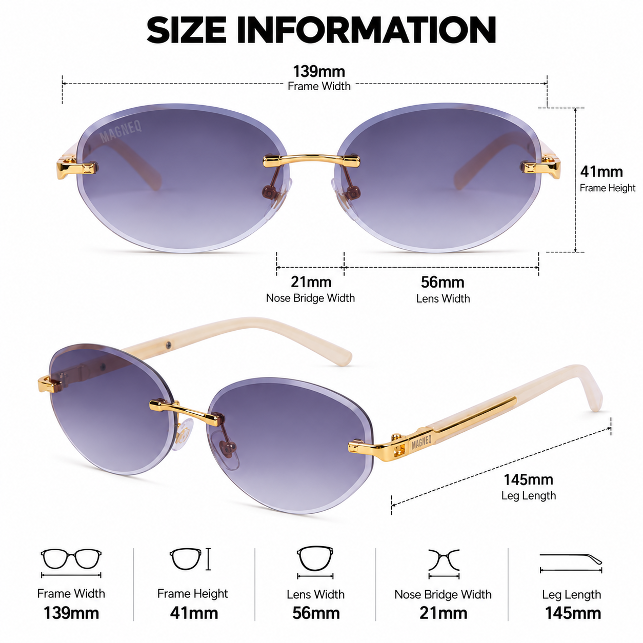 MAGNEQ MG 96088/S Rimless Oval Sunglasses for Men & Women