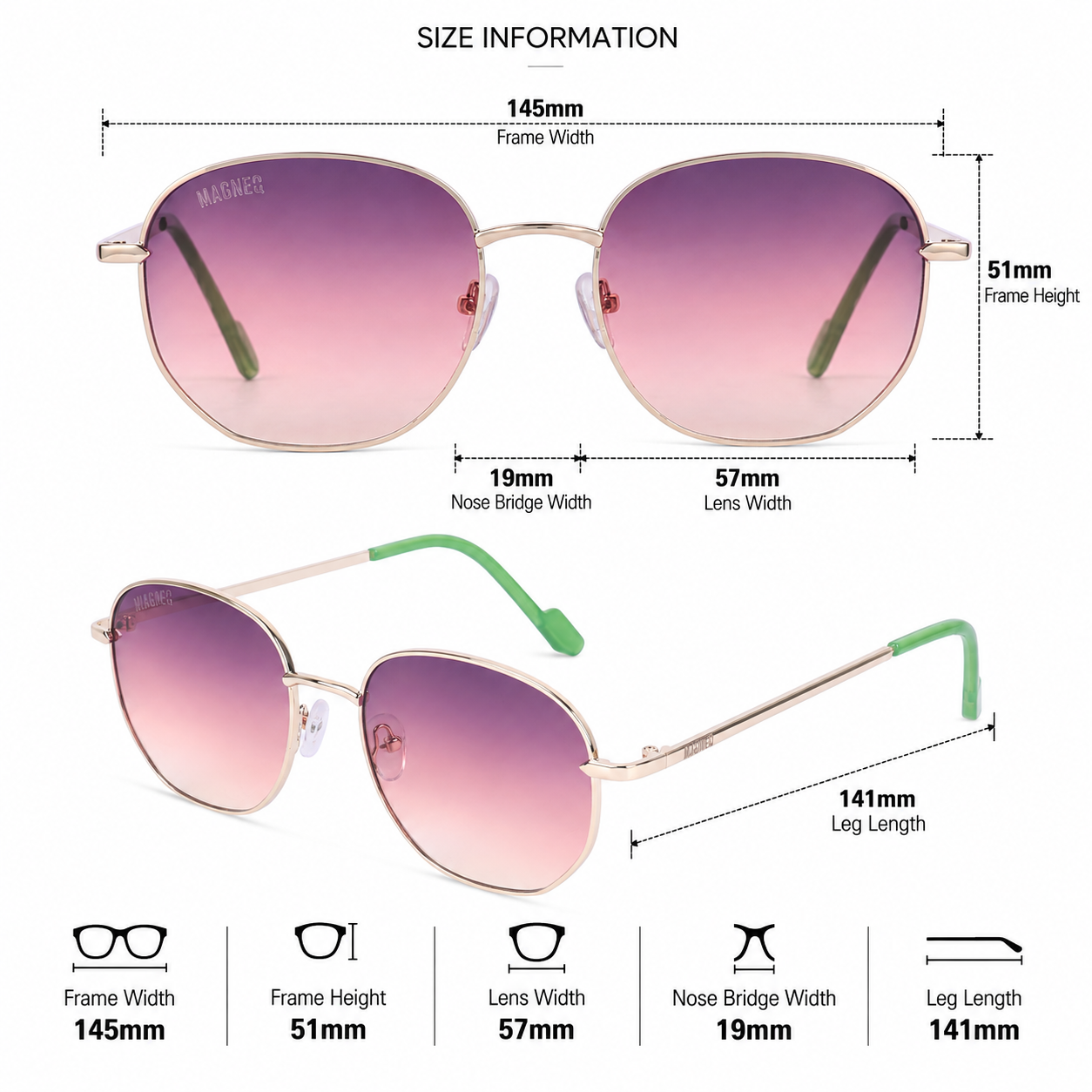 MAGNEQ MG 2421/S C1 Trendy Metal Frame Sunglasses for Men & Women