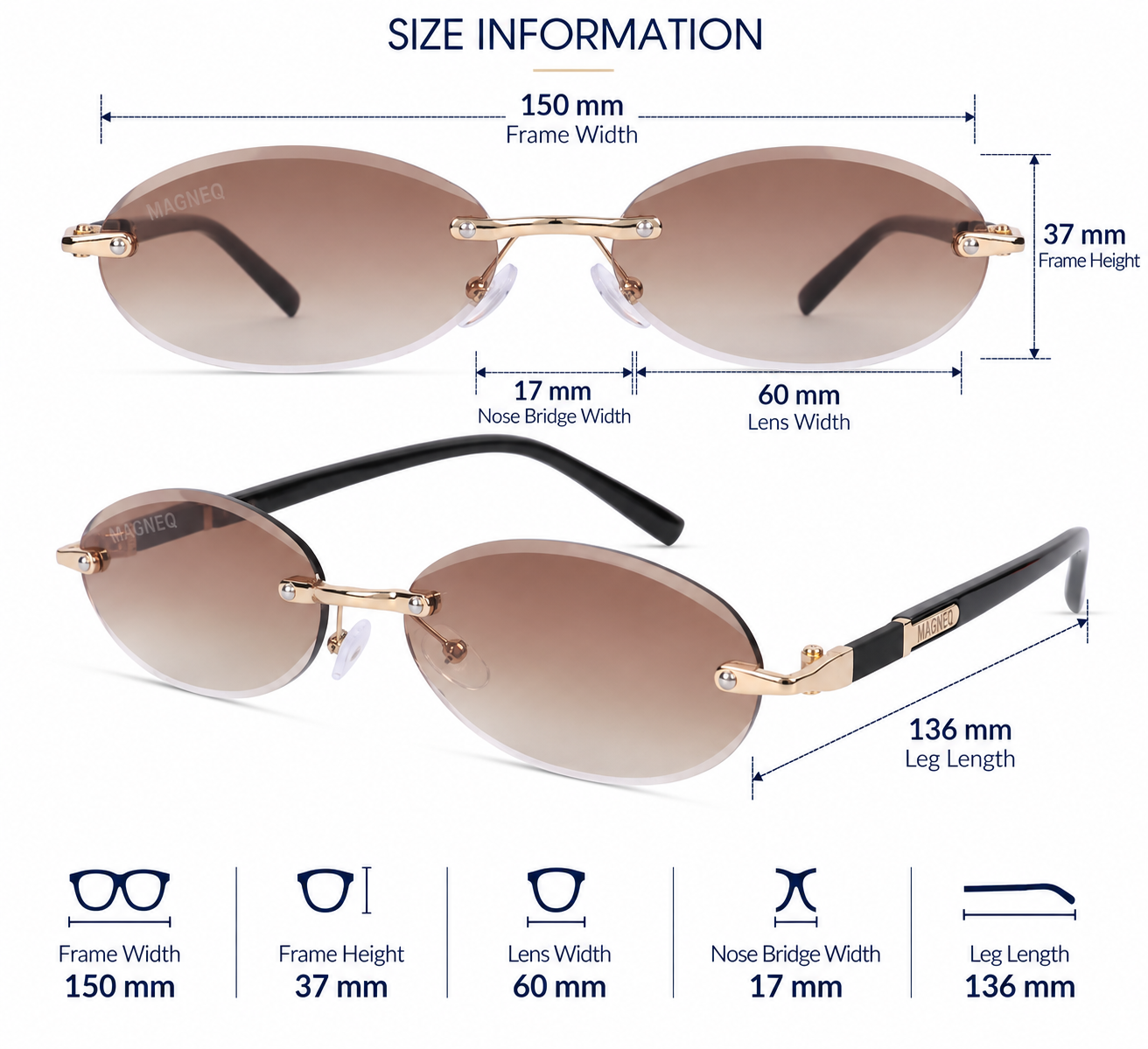 MAGNEQ MG 9184/S Rimless Oval Sunglasses for Men  Women