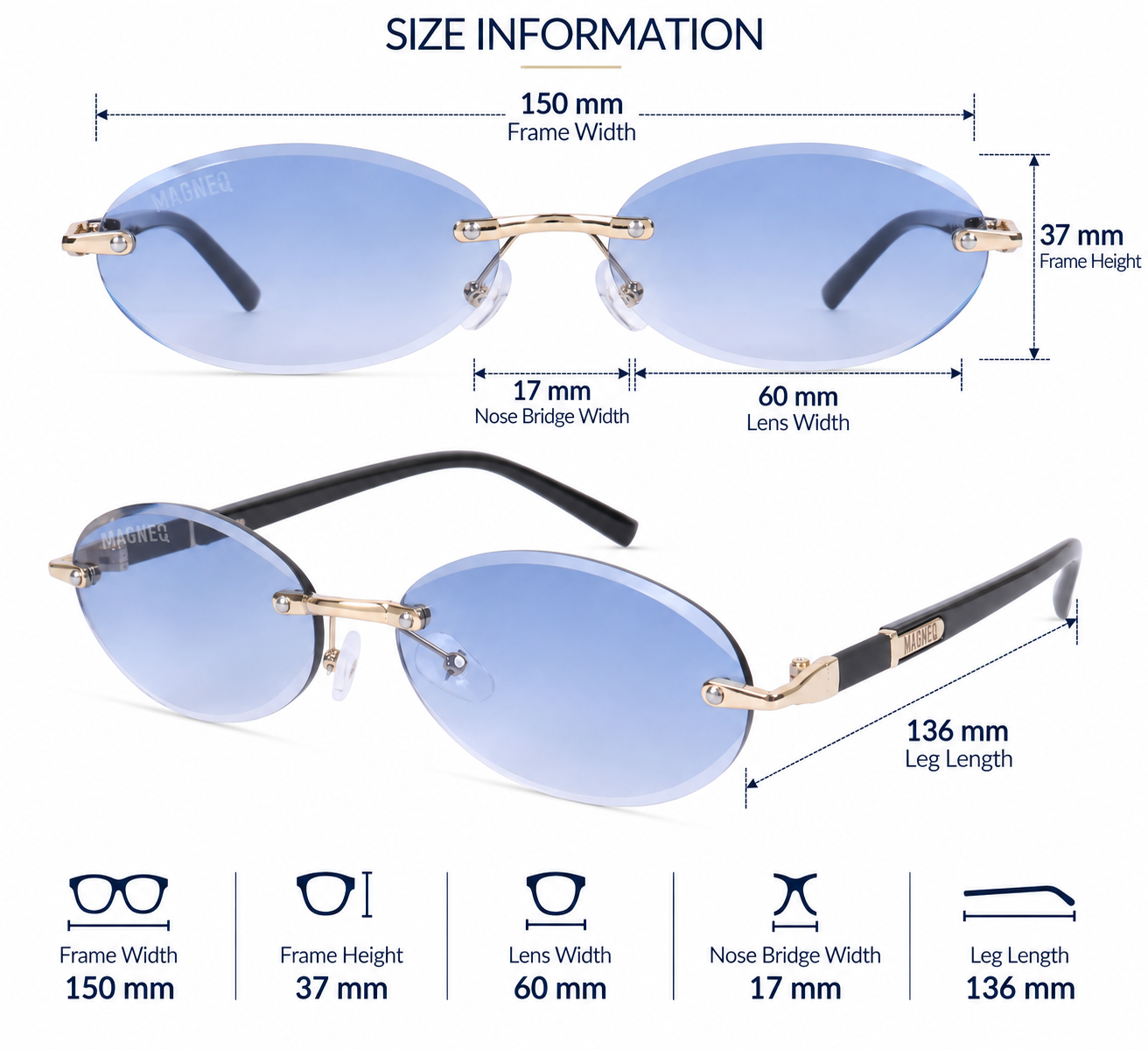 MAGNEQ MG 9184/S Rimless Oval Sunglasses for Men  Women